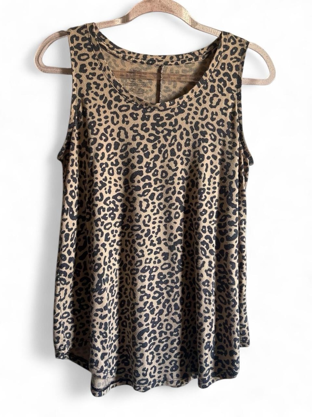 Leopard Print Sleeveless Tank Top - Tan/Black in small